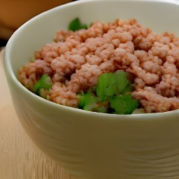 a beyond beef mixture in a bowl.