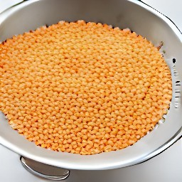 rinsed lentils in a colander.