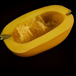 two halves of a spaghetti squash and trimmed parsley and basil.