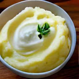 a bowl of creamy mashed potatoes.