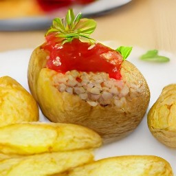 ketchup-filled potatoes.