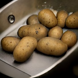 rinsed russet potatoes.