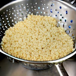 quinoa that has been drained in a colander.