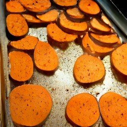 roasted sweet potatoes and broccoli.
