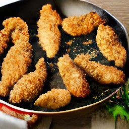 the chicken strips are cooked for 3 more minutes and then removed from the heat when they are crispy.