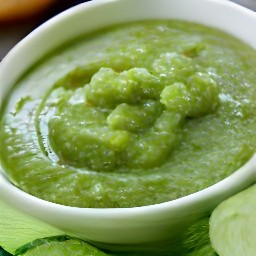 a bowl of tomatillo salsa.