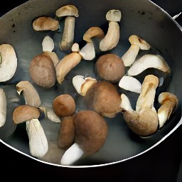 the porcini mushrooms are added to the boiling water.