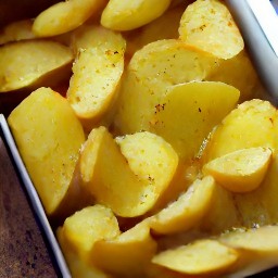 the roasted garlic is removed from the roasting tin.