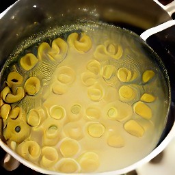 cooked pasta.