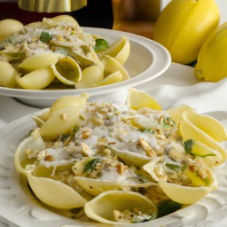 

Delicious, egg-free and soy-free zucchinis and cheese pasta is the perfect Italian lunch. Jumbo shells are filled with parmesan, ricotta, pine nuts for a delightful European meal.