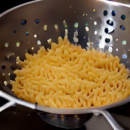 the pasta is drained of water.