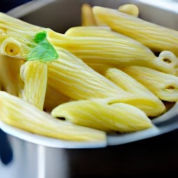 adding salt and pasta to the boiling water.