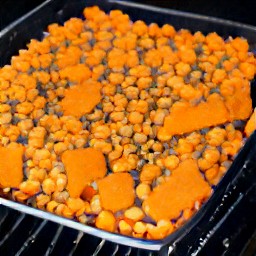 a roasted tray of chickpeas.