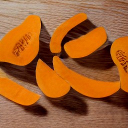 wedges of butternut squash with the seeds removed.
