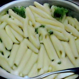 a cooked dish with broccoli and snow peas.