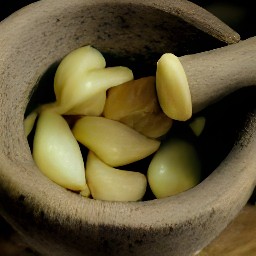 the garlic is crushed into a paste.