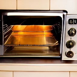 the toaster oven preheated.