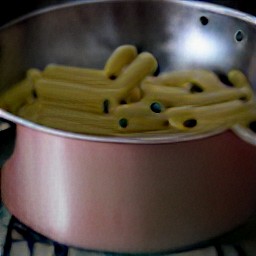 cooked pasta.