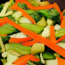 a stir-fry with onions, pumpkin pie spice, mixed vegetables, and soy sauce.