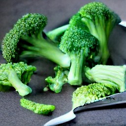 cut red chili peppers, peeled garlic cloves, and chopped broccoli.