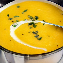 a bowl of warm, creamy soup.