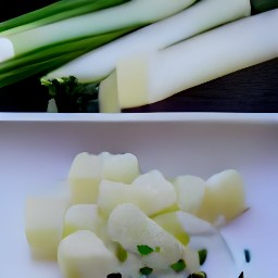 chopped spring onions and chives, then cut soft cheese into cubes.
