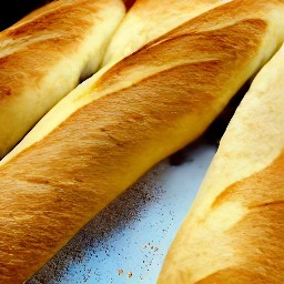 a french baguette toasted for 2 minutes.