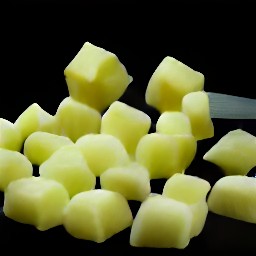 the celeriac is diced and the leeks are sliced.