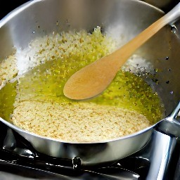 a pot of barley and bean soup.