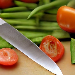 green beans that are cut in halves and cherry tomatoes that are cut into quarters.