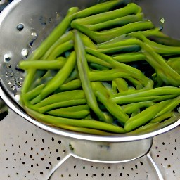 the green beans are drained of water.