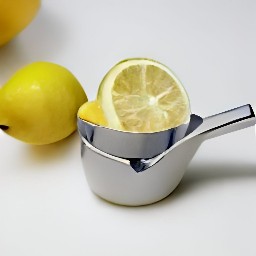 the lemon juice comes out of the lemon and into the squeezer.