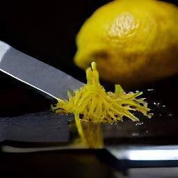 the lemon zest is used as a garnish.