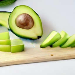 a chopped avocado with the pit and skin removed.