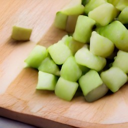 the avocado is cut into small pieces.