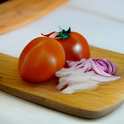the output is chopped tomato and onion.