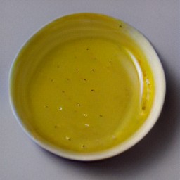 a dressing made from yellow mustard, olive oil and lemon juice.
