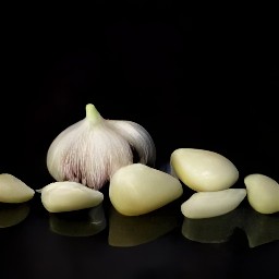 coarsely chopped hazelnuts and peeled garlic.