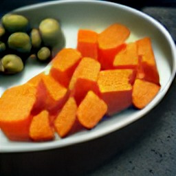 diced sweet potatoes, parsnips, carrots, and green olives.