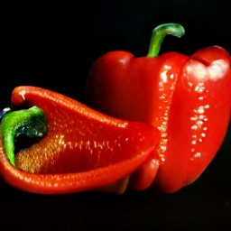 a red bell pepper with no seeds.