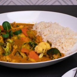 

This vegan, nuts-free, eggs-free and lactose-free vegetable curry is an Asian delight made with coconut milk, butternut squash, red bell peppers, eggplants and coriander - all cooked in a slow cooker with frozen peas to finish.