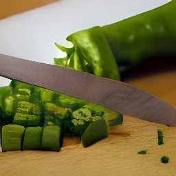 a green chili pepper that has been deseeded and chopped.