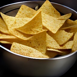 a bowl of crushed cheese tortilla chips.