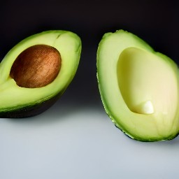 the avocado is cut in half.
