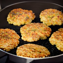 semi cooked vegetarian bean burgers.