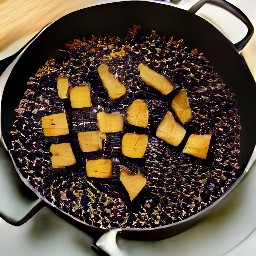 a dish of black rice with kale, eggplant, and various spices.