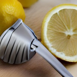 the lemon juice comes out of the lemon and into the squeezer.