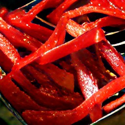 the roasting tin placed in the hot oven and baked for 8 minutes.