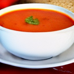 the soup was transferred to a bowl.