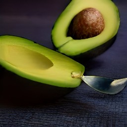 a peeled and destoned avocado half.